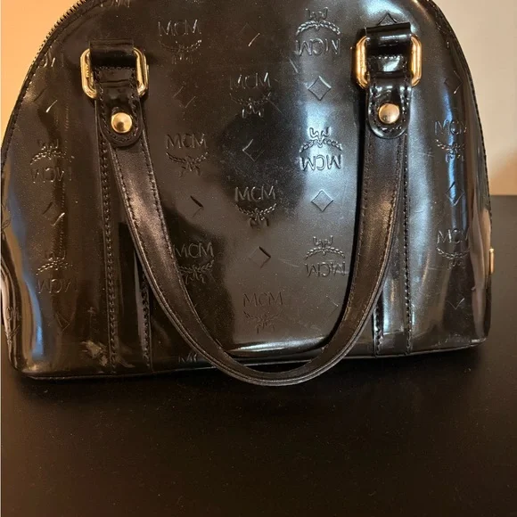 MCM Glossy Black Satchel Bag - Picture 2 of 8